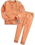 [Vaenait Baby]キッズ子供ベビー服綿100％ルームウェア長袖パジャマ寝間着上下セット Melange Orange M