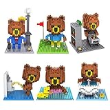 Gooband? Pack of 6 LOZ Nanoblock Brown Bear Collection Total 1990pcs [並行輸入品]