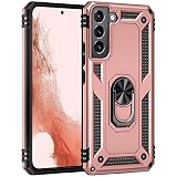 Galaxy S22 ケース リング スタンド機能 耐衝撃 耐震 滑り止め 指紋防止 S22 カバー (Galaxy S22, ローズゴールド)