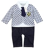 【Babystity】 ベビー 水玉カーディガン風 ネクタイ付き カバーオール (90cm)