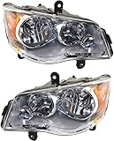 ヘッドライトアセンブリ 2011-2019 ダッジグランドキャラバン/クライスラー タウンとカントリー 2008-2016 ハロゲン クローム インテリア 助手席側 運転席側