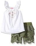 Nannette Baby Girls' 2 Piece Embroidered Top and Woven Short Set White 18M [並行輸入品]