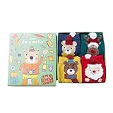 Burning Go　クリスマス靴下 キッズ ベビー ソックス 幼児用 サンタクロース 女の子 男の子 かわいい 秋冬 4足セット カラフル 厚め