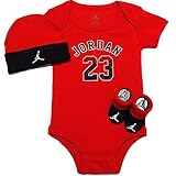 NIKE(ナイキ)エア・ジョーダン 0-6months レッドJORDAN23エアジョーダン(JUMPMAN)半袖ボディスーツ超豪華3点セット [並行輸入品]
