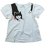 【初夏盛夏対応】 CHEEK ROOM(チイクルーム) 製品洗い加工済み42/2天竺ネコ半袖Tシャツ 90cm/OW NO.B-480155