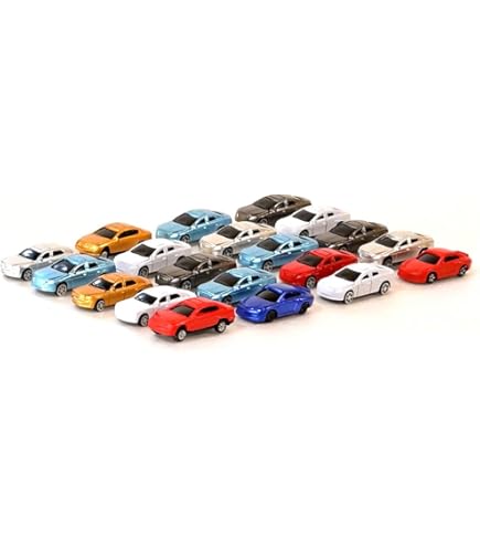 Amazon | Nゲージ ジオラマ ミニカー 1/100スケール 17台 カラフル