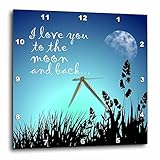 3dRose Beautiful Blue Night Scene- I Love You to The Moon & Back - Wall Clock, 15 by 15-Inch (dpp_22
