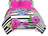Just For Kids Floral/Stripe Pink/Yellow/Blue/Black Twin 3 Piece Sheet Set