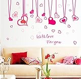 bibitime Hanging Heart Decor Stikcer Valentines Day Love Wall Border Decalsのガールズ子供部屋寝室ビニールSaying " w