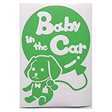 グリーン（緑） 犬 ダックスフンド 風船 Baby in the car ベビー イン ザ カー ベビーインカー ステッカー 窓ガラス用シールタイプ 車 ...