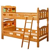 2段ベッド ソフト 宮付き 照明付き (ノーブランド品) ライトブラウン