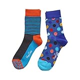 (ハッピーソックス)HAPPY SOCKS BIGDOT&STRIPE キッズ・ベビー ソックス2足組(ML1-マルチ1、7-9才)