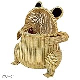 収納ボックス 目隠しボックス ダストボックス 口 を 開けた カエル が 可愛い アジアン雑貨 RATTAN CHAIR フリーラック グリーン