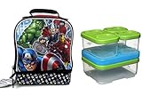 Avengers Lunch Kit/Box and Rubbermaid Lunch Blox Sandwich Kit - This Bundle Includes a Total of 10 P