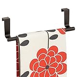 mDesign Over-the-Cabinet Kitchen Dish Towel Bar Holder - 9", Bronze [並行輸入品]