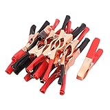 uxcell　ワニ口クリップ　自動車 バッテリー テスト用　電気試験ワニ口クリップ　レッド　ブラック　16個　30A