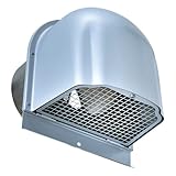 西邦工業 SEIHO CFNC100S 外壁用ステンレス製換気口 (逆風防止・ダンパー付) 深型フード・金網型3メッシュ 下部開閉タイプ 逆風防止ダンパー付