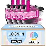 【InkCity】ブラザー用LC3111互換インクカートリッジ【M×4本】大容量【純正併用可能/高精彩・高発色/ICチップ残量表示/安心サポート】DCP-J572N、DCP-J577N、DCP-J587N、DCP-J972N 、DCP-J978N-W/B、DCP-J987N-W、MFC-J893N、MFC-J738DN/DWN、MFC-J998DN/DWNなど利用可能