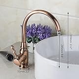 Yanksmartキッチンシンク蛇口アンティーク銅1ハンドルVessel Vanityミキサータップl-1017