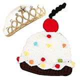 Lollypops!!! オリジナル 新生児～10ヶ月くらいまで カップケーキ ニット ハット 帽子 ＆ クラウン セット ≪ ハーフバースデー バースデー ３ヵ月 お食い初め [並行輸入品]