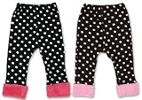 (パンダマニア)PANDA MANIA 【PANDA MANIA】 パンダマニア 水玉プリント ボアフリース ストレッチ起毛 パンツ 80cm/90cm/95cm/100cm 90cm 薄ピンク