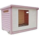 ペットハウス 野良猫 ハウス 雨除け 犬小屋 室外 キャットハウス 毛布付き 通気性 防寒 雨よけ 小型犬 猫 屋外 防風 防雨 換気 組立簡単 洗え 四季通用 (ピンク)