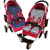 ベビーカー　バギー　クッション　リバーシブル　パイル　チャイルドシート (ネイビー　)