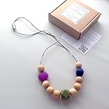 'Norway' Designer Teething Necklace & GIFT Box; Silicone & Natural Wood Jewelry by Pretty Mom & Love