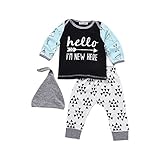 Tovadoo 子供服 ベビー服 新生児 上着+ズボン+ハット 長袖 コットンブレンド 幾何学模様 可愛い ファッション 部屋着 保育園