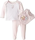 ABSORBA Baby-Girls Newborn Sister Bears 3 Piece Footed Pant Set Pink 0-3 Months [並行輸入品]