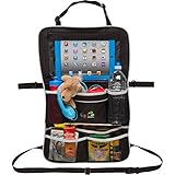 Rugged Universal Backseat Car Organizer | Includes iPad Holder & Large Drink Pockets | For Diapers, 