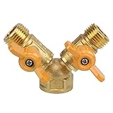 BQLZR真鍮2 Way Y Pieceタップコネクタコンセントの2つのホースがSeparateバルブ