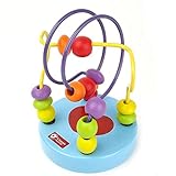 クラシック 知育玩具 指先トレーニング ミニ ビーズコースター (ブルー)