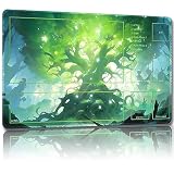 Malqiqi プレイマット MTG用 無料収納バッグ付き ゲームマット 24 x 14インチ カード用TCG ボードゲームマット マウスパッド デスクマット (ツリー2補助コンバット)