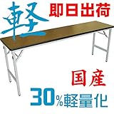 国産 軽量 折りたたみ机(長机) アルミ脚 会議用テーブル 1800×450mm ソフトエッジ 棚無し 天板カラー:ローズ