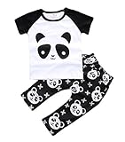 (ビグッド)Bigood 可愛い 半袖Ｔシャツ＋ロングパンツ 上下 セットアップ 赤ちゃん 男の子女の子 パンダ柄 ベビー服 上下 2点セット 出産祝い（80）