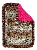 Patricia Ann Designs Satin Ruffles Cheetah Swirl Indulgence Blanket, Hot Pink/Chocolate by Patricia 