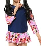Snoneガールズ セパレート 水着 上下 2点 セット キッズ 水着 花柄 長袖 子供 女の子