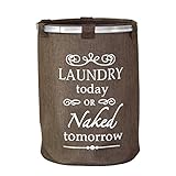 (DORIS) ランドリーボックス 折りたたみ 【シェリー ブラウン】 ランドリーバスケット 縦型 丸型 大容量 幅40×高さ53