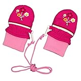 アスナロ（グローブ） スノーミトン ベビー 女の子 ガールズ 手袋 花柄 防寒 紐付き1-2才 ピンク