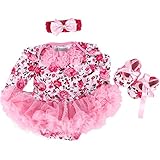 (ハニーブロッサム) HONEY BLOSSOM 可愛い ベビー コスチューム 【 リボン ヘアバンド + チュチュ ロンパース + シューズ 3点 セット 】 赤ちゃん お誕生日 ハーフバースデー 