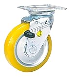 シシク 静電気帯電防止キャスター 自在ストッパー付 100径 ウレタン車輪 EUWJB100