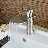 Wovierクロム/つや消しニッケル/オイルはブロンズ/ゴールドウォーターフォール浴室排水溝シンク蛇口、シングルハンドル単穴洗面所蛇口、ミキサータップ 83651
