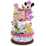出産祝い おむつケーキ 女の子 ディズニー ミニーマウス パンパース ６１枚３段 出産内祝い A-S