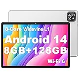 【2024初登場 Widevine L1対応 Android 14】タブレット 10インチWi-Fiモデル、1280x800 HDスクリーン、8コアCPU 、8GB(4+4拡張) RAM、128GB ROM、1TB拡張可能、6000mAh、5MP/113MP、2.4/5GHz WiFi、BT5.0（シルバー）