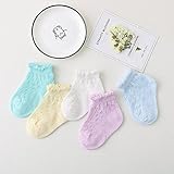 Moluoni 新発売　人気なベビー ソックス　夏　透気 子供　靴下　５足セット　0～６歳 男女兼用 (M(2～4歳,足長12CM）, 穴ーガールズ用)