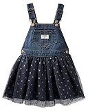オシュコシュ　OshKosh　ハート　ドット　チュチュ　ジャンパースカート　オーバーオール　デニム　女の子　ジーパン ワンピース (4Ｔ, ネイビー/ハートドット) [並行輸入品]