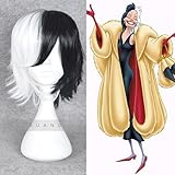 ディズニー クルエラ クルエラ・ド・ヴィル 黑白魔女 コスプレウィッグ 専用ネット付風