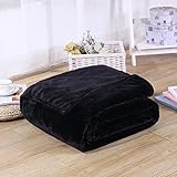 キャンディーカラーフランネルベッドブランケットシートExtraソフト暖かいPlush Easy Care軽量ふわふわベッド用毛布 59*79 inch(Twin) ブラック LC_HMJY_JL-07