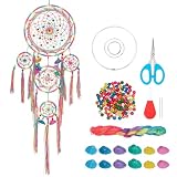 INFUNLY DIY 7 カラー レインボー 夢 キャッチャー キット タッセル 夢 キャッチャー ぶら下げ オーナメント ととも​​に 4 小さいです カラフル ドリームキャッチャー ビーズ 夢 キャッチャー キット 命令 付属 にとって 寝室 壁 ホーム 装飾